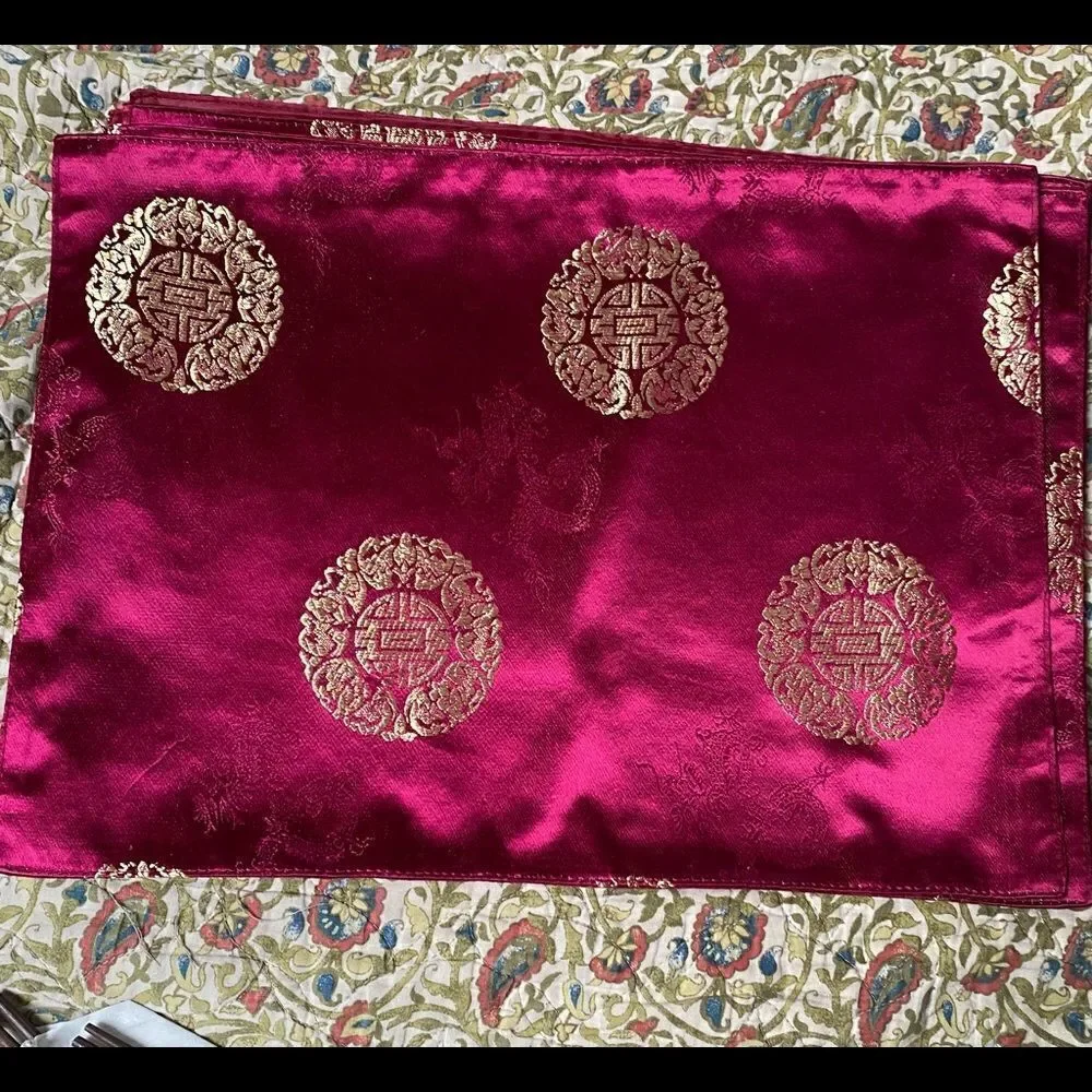𝅺6 satin placemats, chopsticks, napkins & napkin holders NWOT